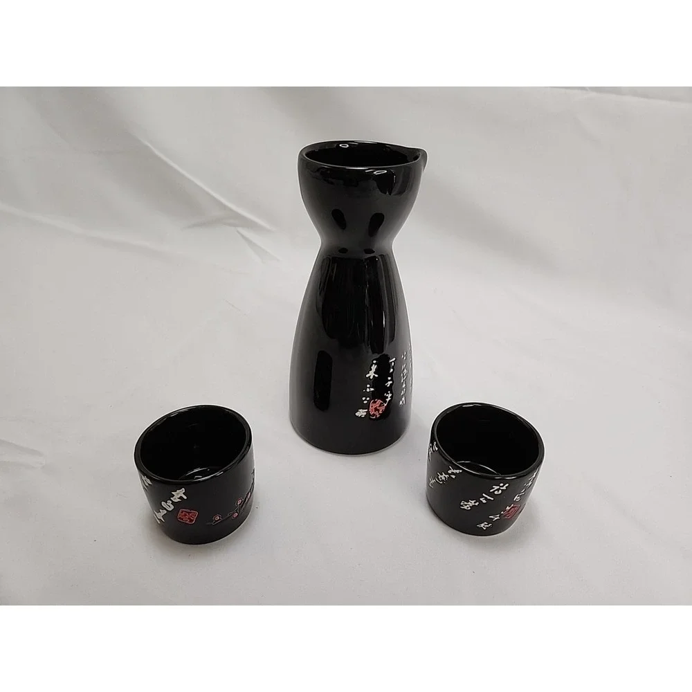 World Market 3 Piece Cherry Blossom Sake Set ~ EXCELLENT‎ CONDITION!